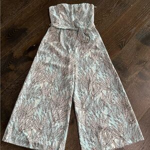 H&M Womens Size 4 Jumpsuit‎ Floral Wide Leg Crop Sleeveless Tie Waist